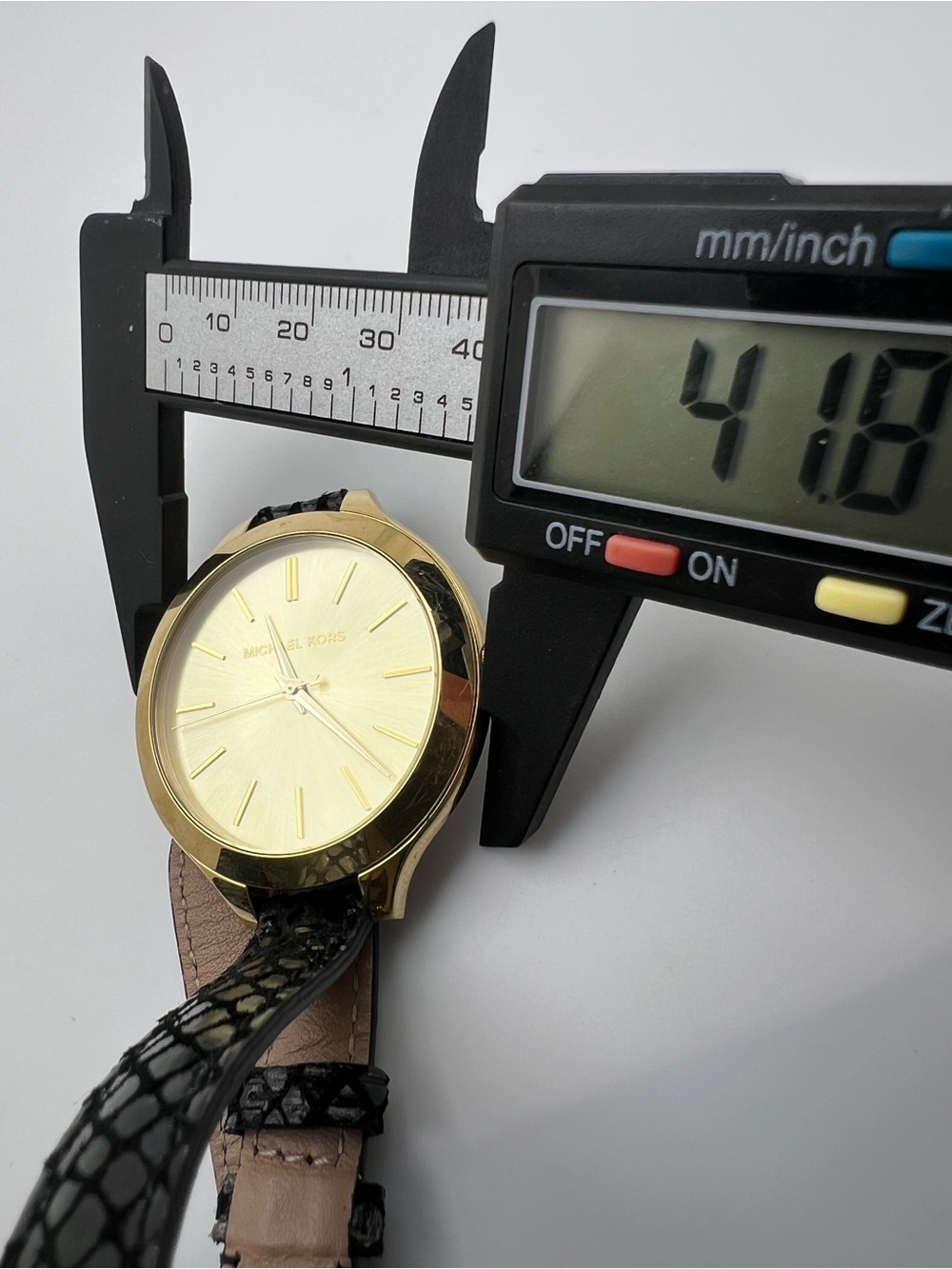 Michael Kors Gold Dial Watch with Black Snake-Embossed Strap - Picture 6 of 6